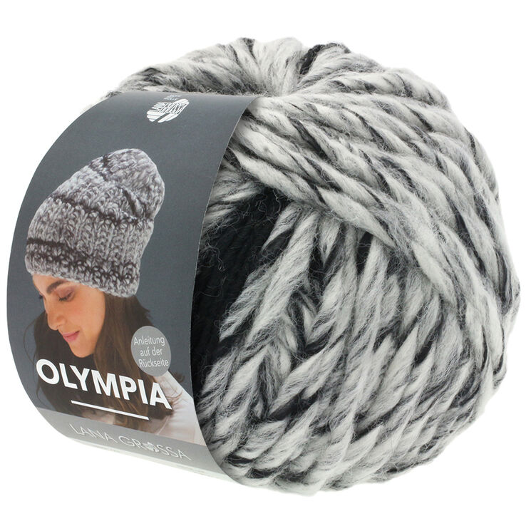 Lana Grossa OLYMPIA Denim | 251-crna/bijela prosarana/tamno siva/crna