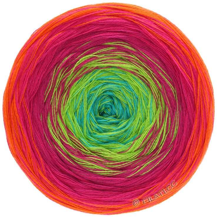 Lana Grossa SHADES OF COTTON | 101-narančasta/crveno/Zyklam/žuta zelena/tirkiz