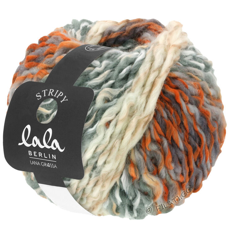 Lana Grossa STRIPY (lala BERLIN) | 01-bijela/siva/hrđa/narančasta/tamno siva