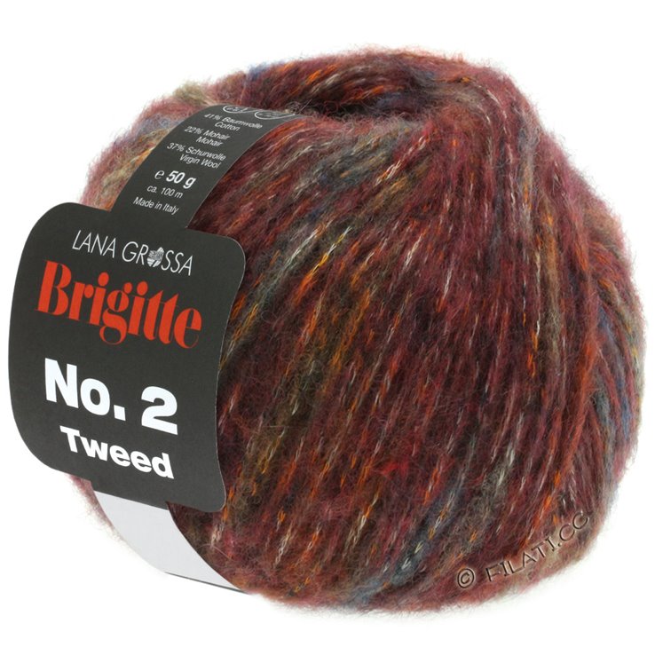 Lana Grossa BRIGITTE NO. 2 Tweed | 112- bordo/narančasta/tirkiz/petrol/kaki