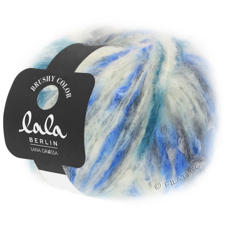 Lana Grossa BRUSHY Uni/Print (lala BERLIN) | 205-bijela/svijetlo siva/tamno siva/farmerke/royal