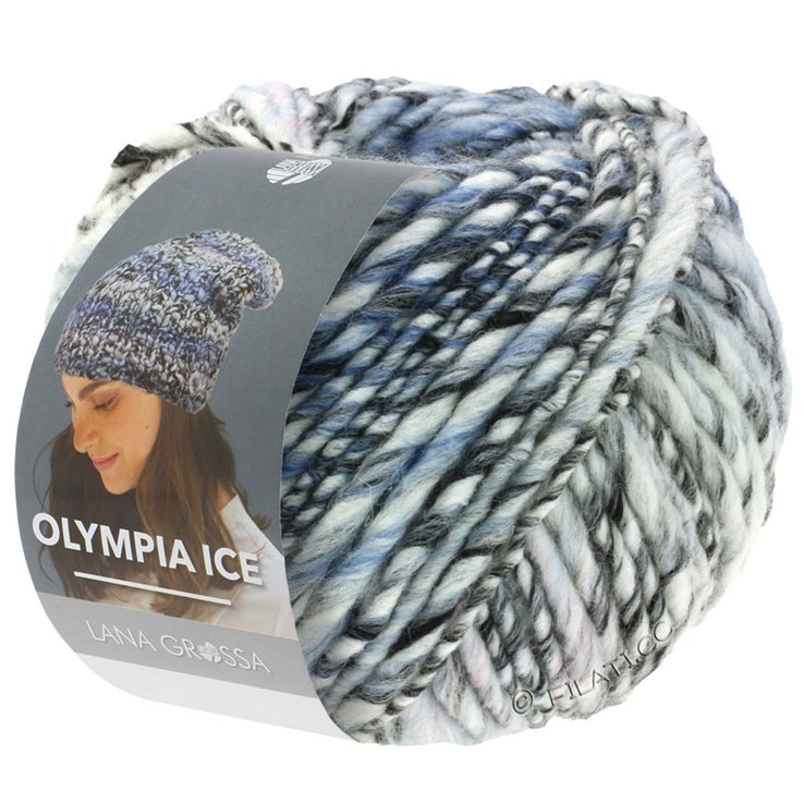 Lana Grossa OLYMPIA Ice | 321-crna/bijela/pastelne Plava/pastelno ružičasta/svjetloplav