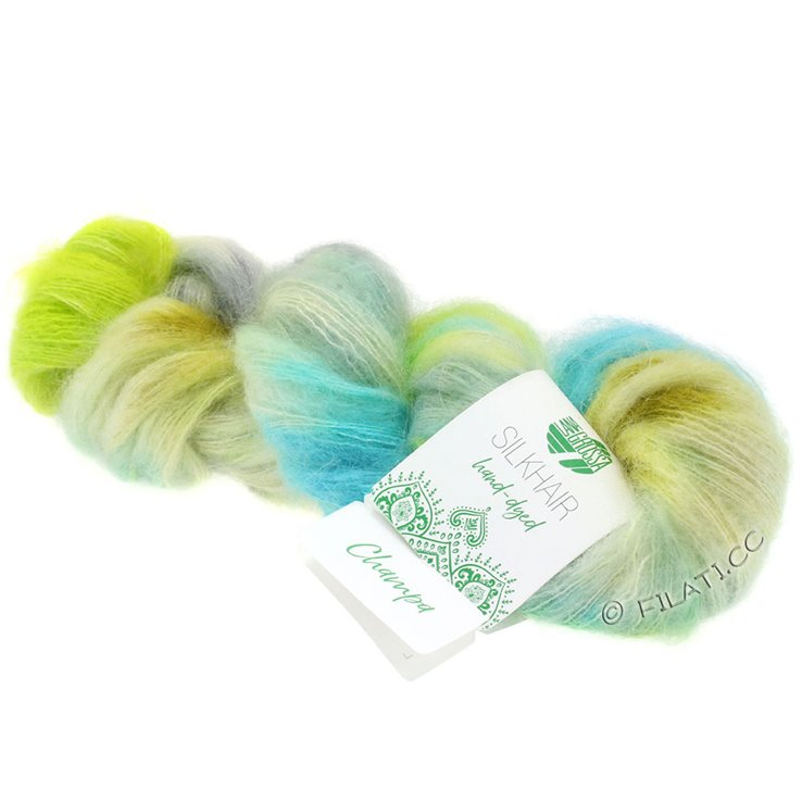 Lana Grossa SILKHAIR Hand-dyed | 607-svjetloplav/bijela/žuta zelena/siva/tirkiz