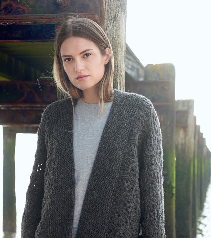 Lana Grossa QUERGESTRICKTE JACKE MIT AJOURMUSTER Brigitte No. 2