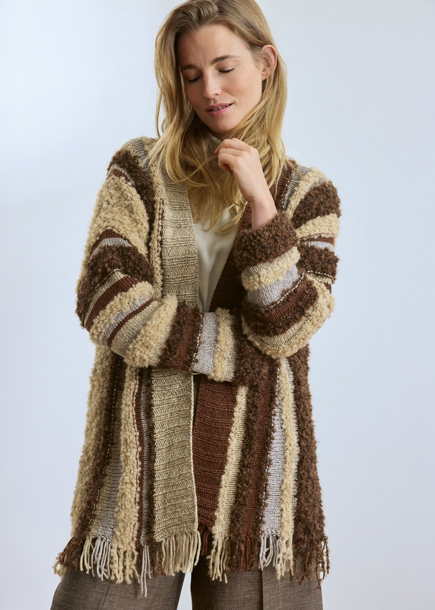 Lana Grossa QUER GESTRICKTER CARDIGAN Orsetto Mouliné, Orsetto & Baco Bamboo