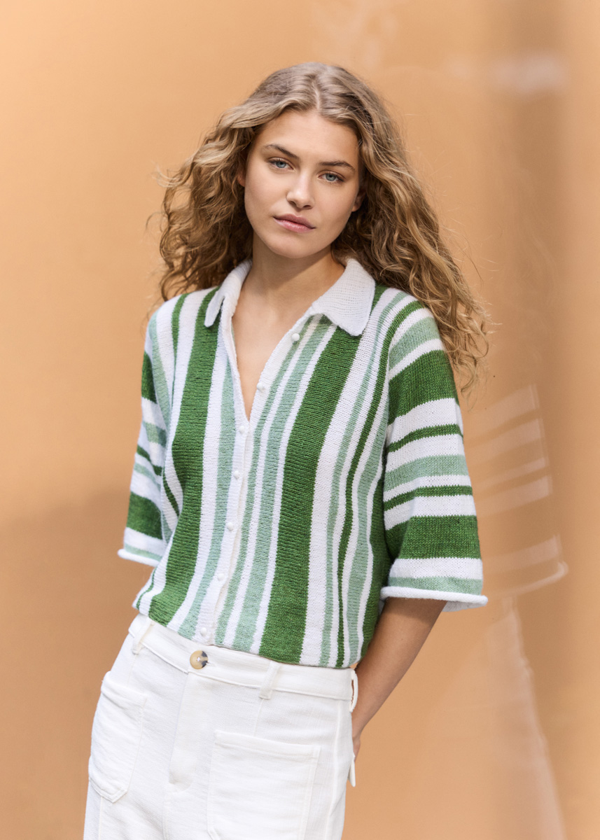 Lana Grossa POLOJACKE MIT STREIFEN Ecopuno