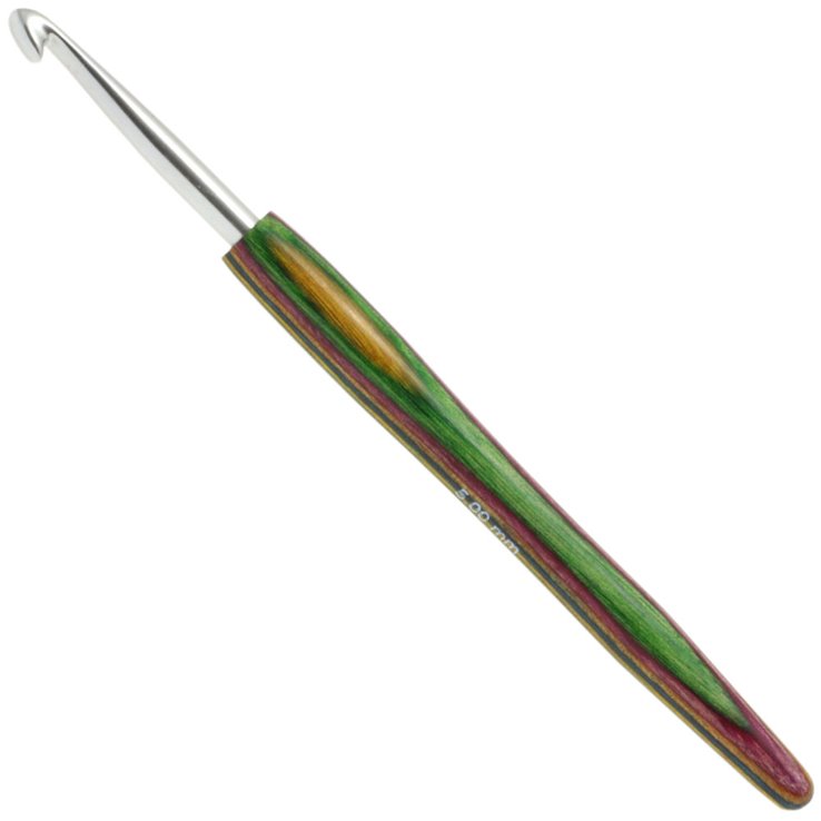 Lana Grossa Heklica  /  Kukica za vunu aluminijum sa drvenom drškom boje drvo-dizajn 5,0